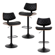 Lennox (Set of 3) PU Leather Bar Stools - Black - Homecoze
