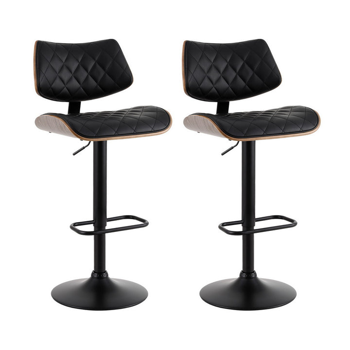 Lennox (Set of 2) PU Leather Bar Stools - Black - Homecoze