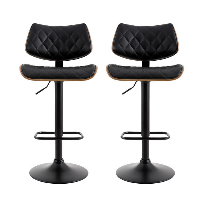 Lennox (Set of 2) PU Leather Bar Stools - Black - Homecoze