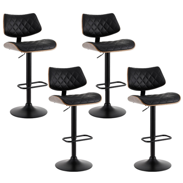 Lennox (Set of 4) PU Leather Bar Stools - Black - Homecoze
