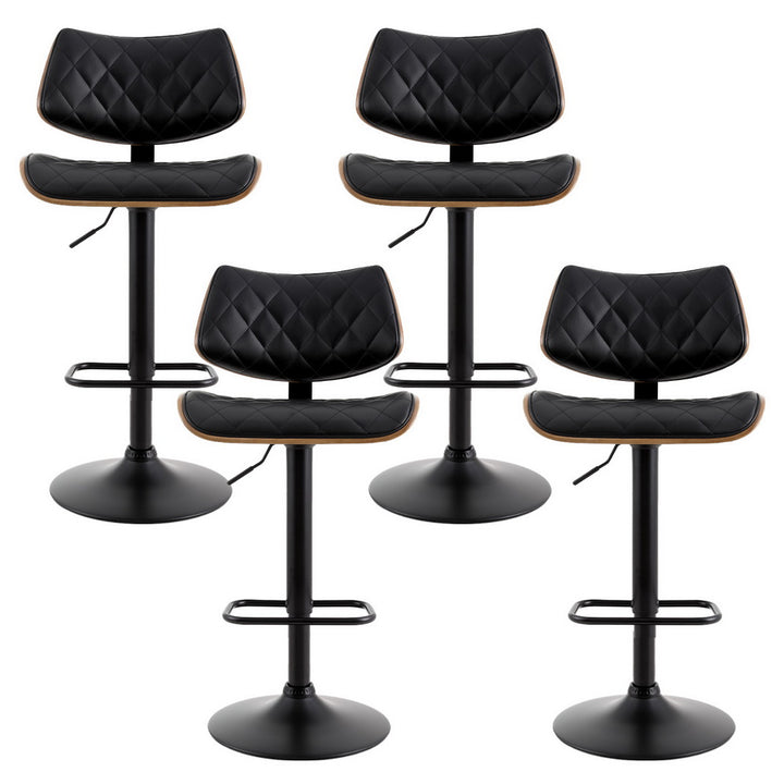 Lennox (Set of 4) PU Leather Bar Stools - Black - Homecoze