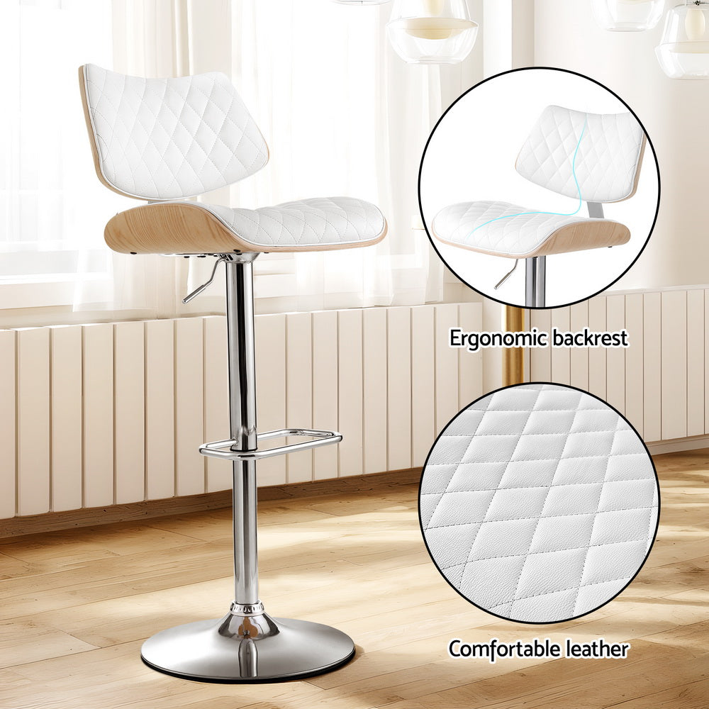 Lennox (Set of 3) PU Leather Bar Stools - White - Homecoze