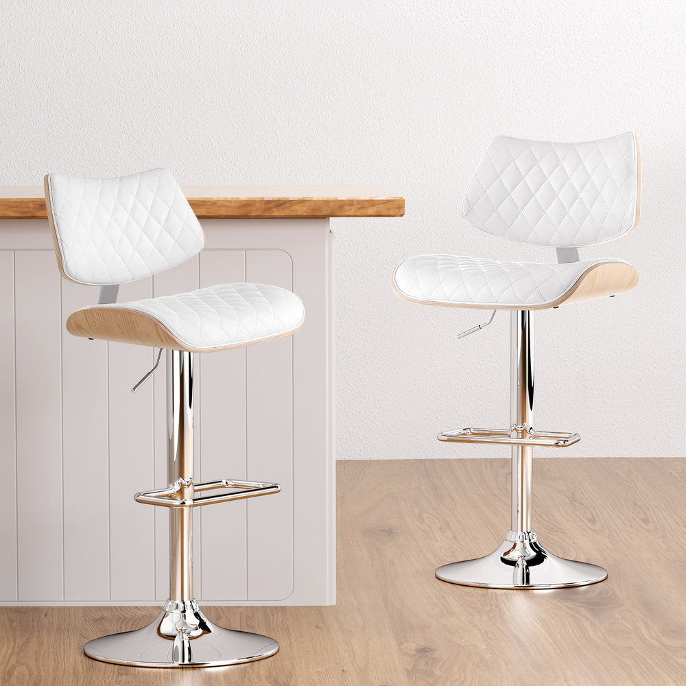 Lennox (Set of 3) PU Leather Bar Stools - White - Homecoze