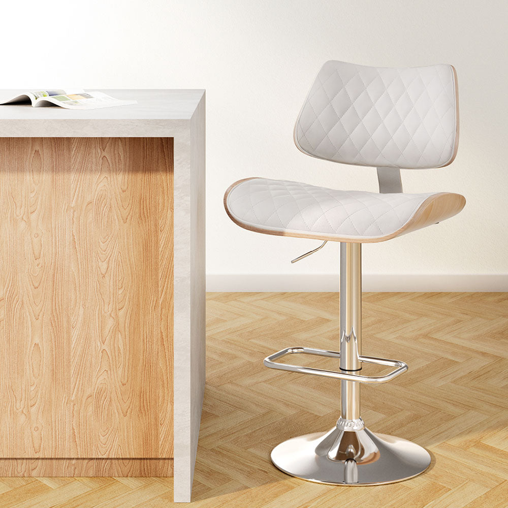Lennox (Single) PU Leather Bar Stool - White - Homecoze