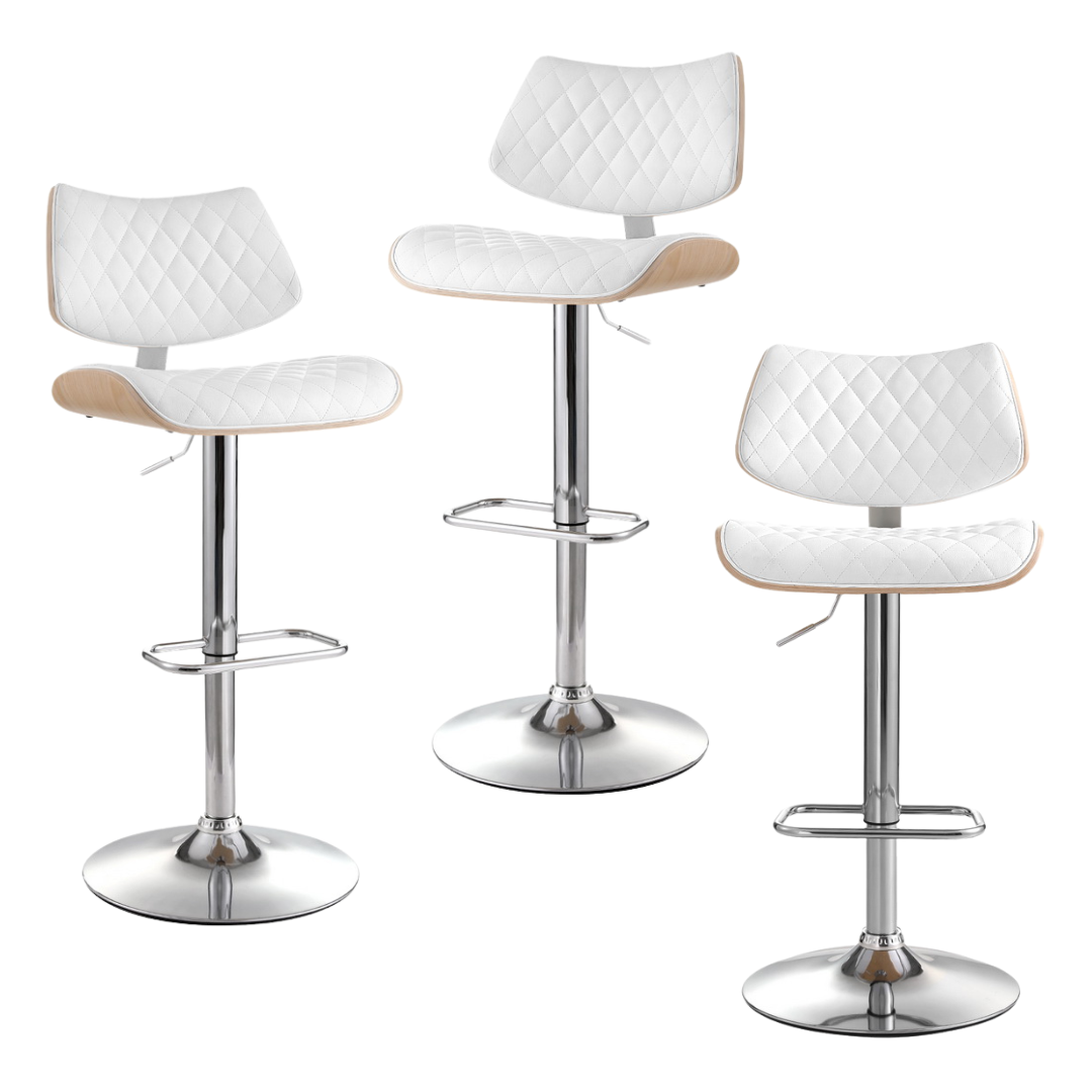 Lennox (Set of 3) PU Leather Bar Stools - White