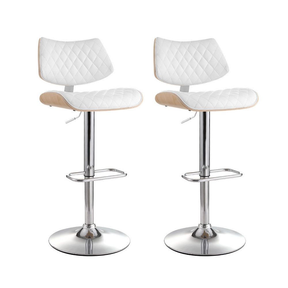 Lennox (Set of 2) PU Leather Bar Stools - White - Homecoze