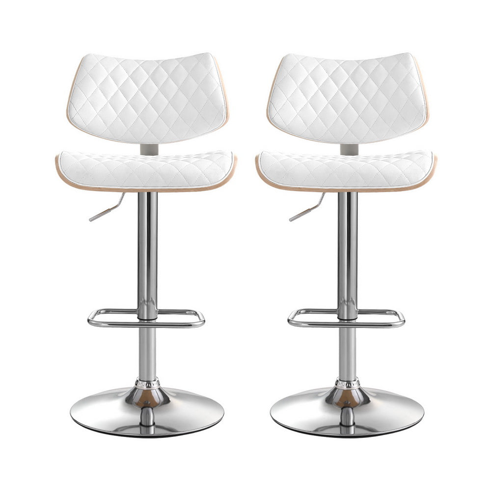 Lennox (Set of 2) PU Leather Bar Stools - White - Homecoze