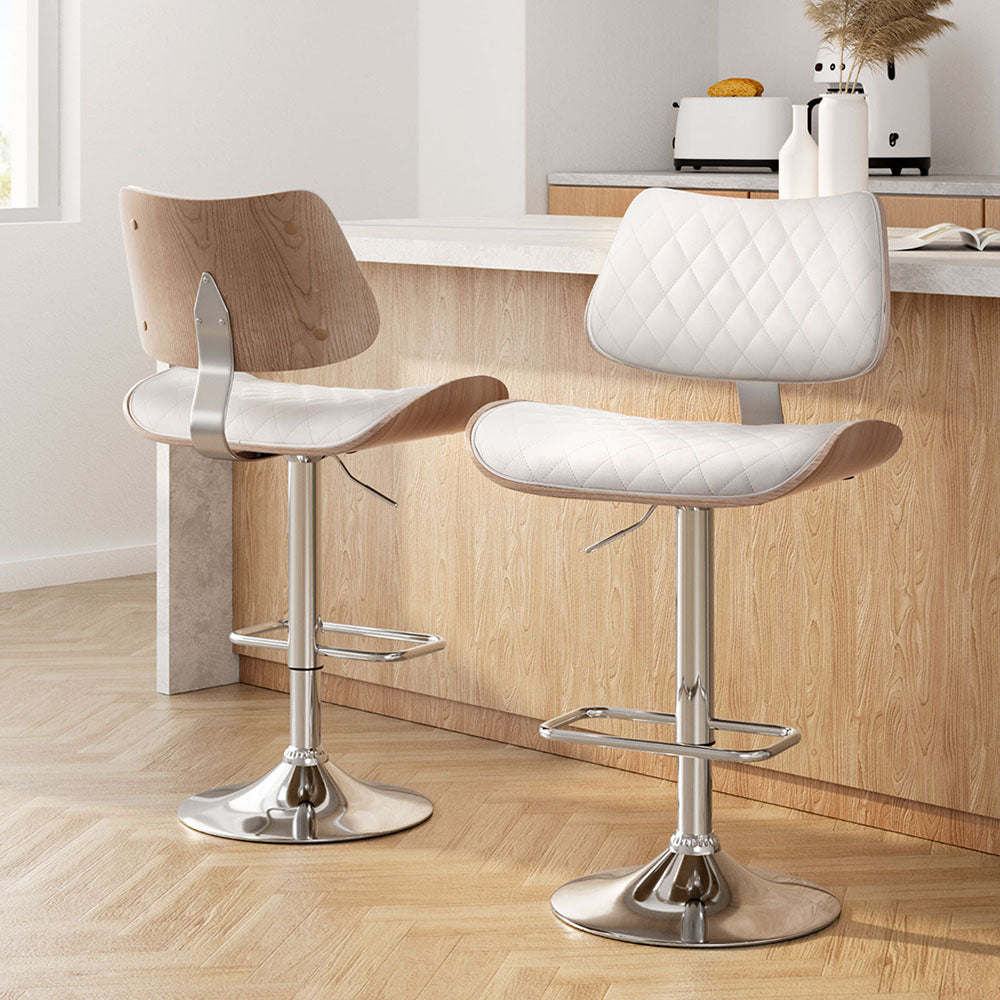 Lennox (Set of 2) PU Leather Bar Stools - White - Homecoze