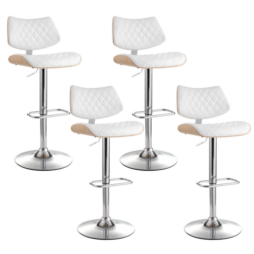 Lennox (Set of 4) PU Leather Bar Stools - White - Homecoze