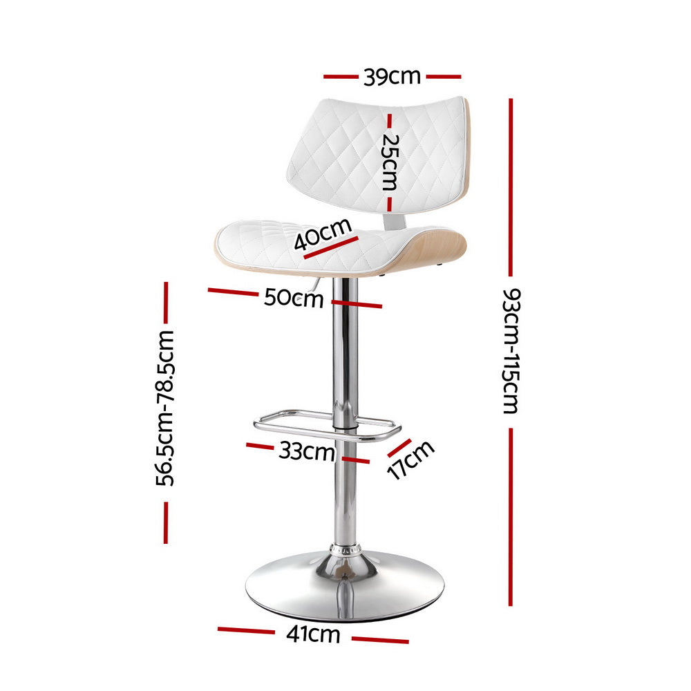 Lennox (Set of 4) PU Leather Bar Stools - White - Homecoze