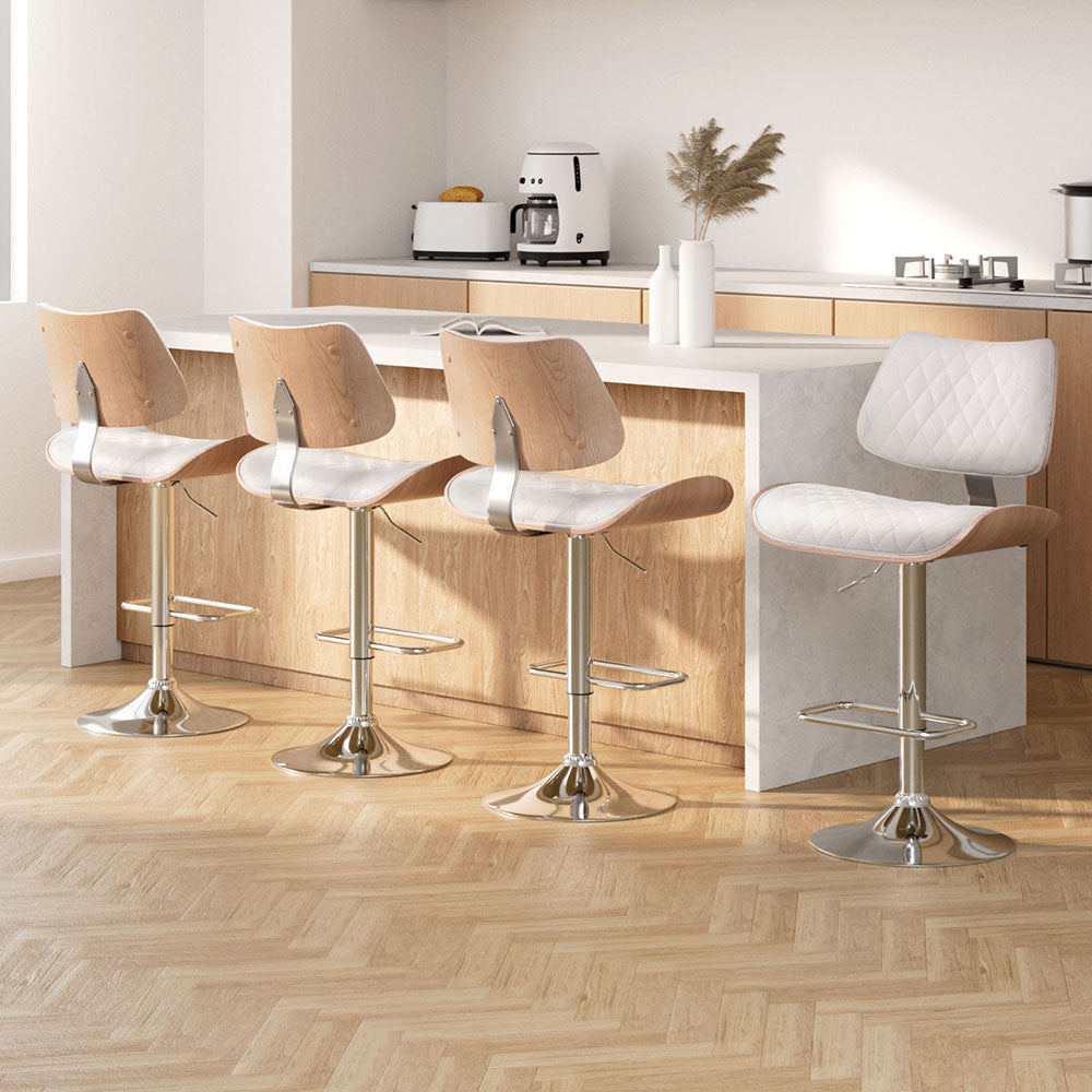 Lennox (Set of 4) PU Leather Bar Stools - White - Homecoze