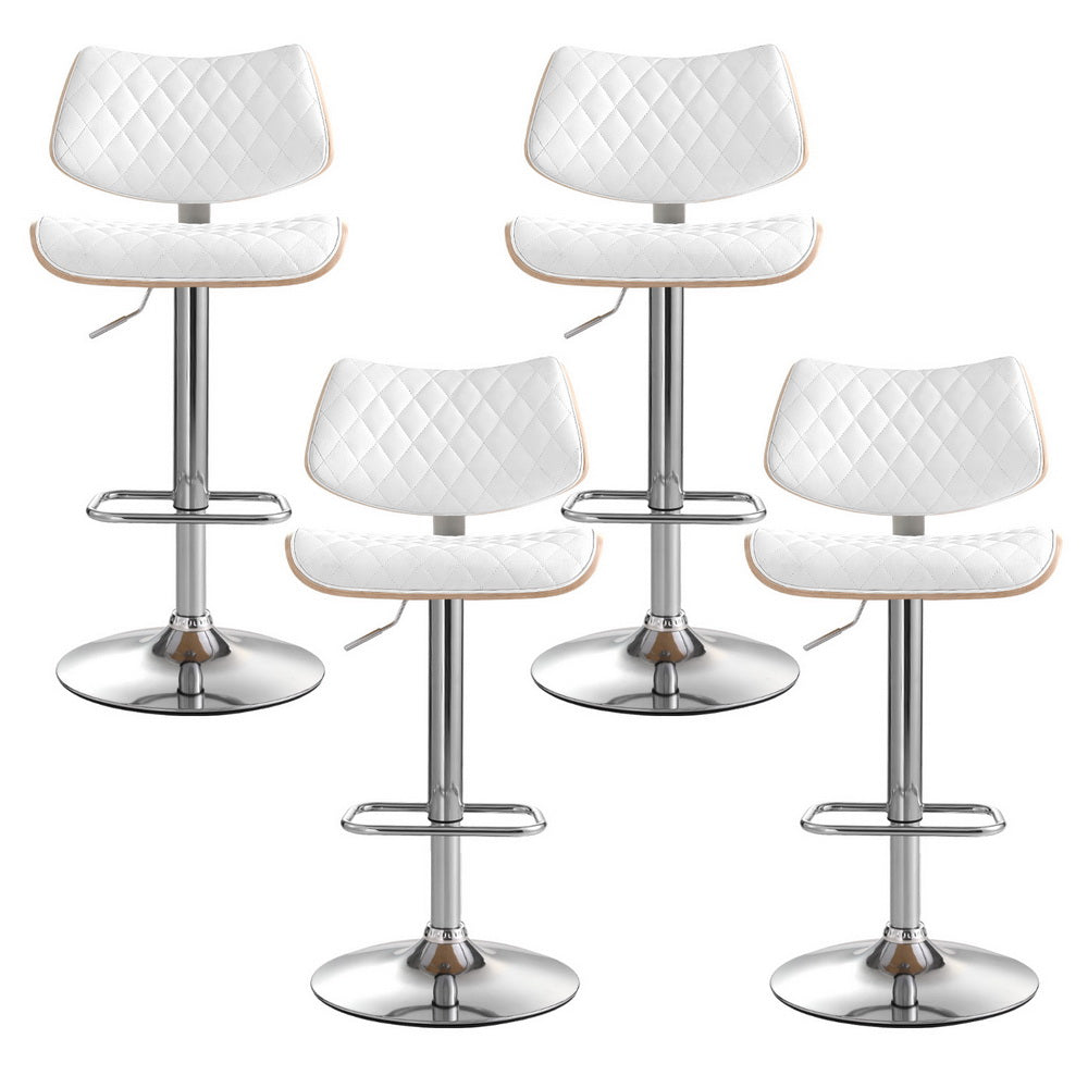 Lennox (Set of 4) PU Leather Bar Stools - White