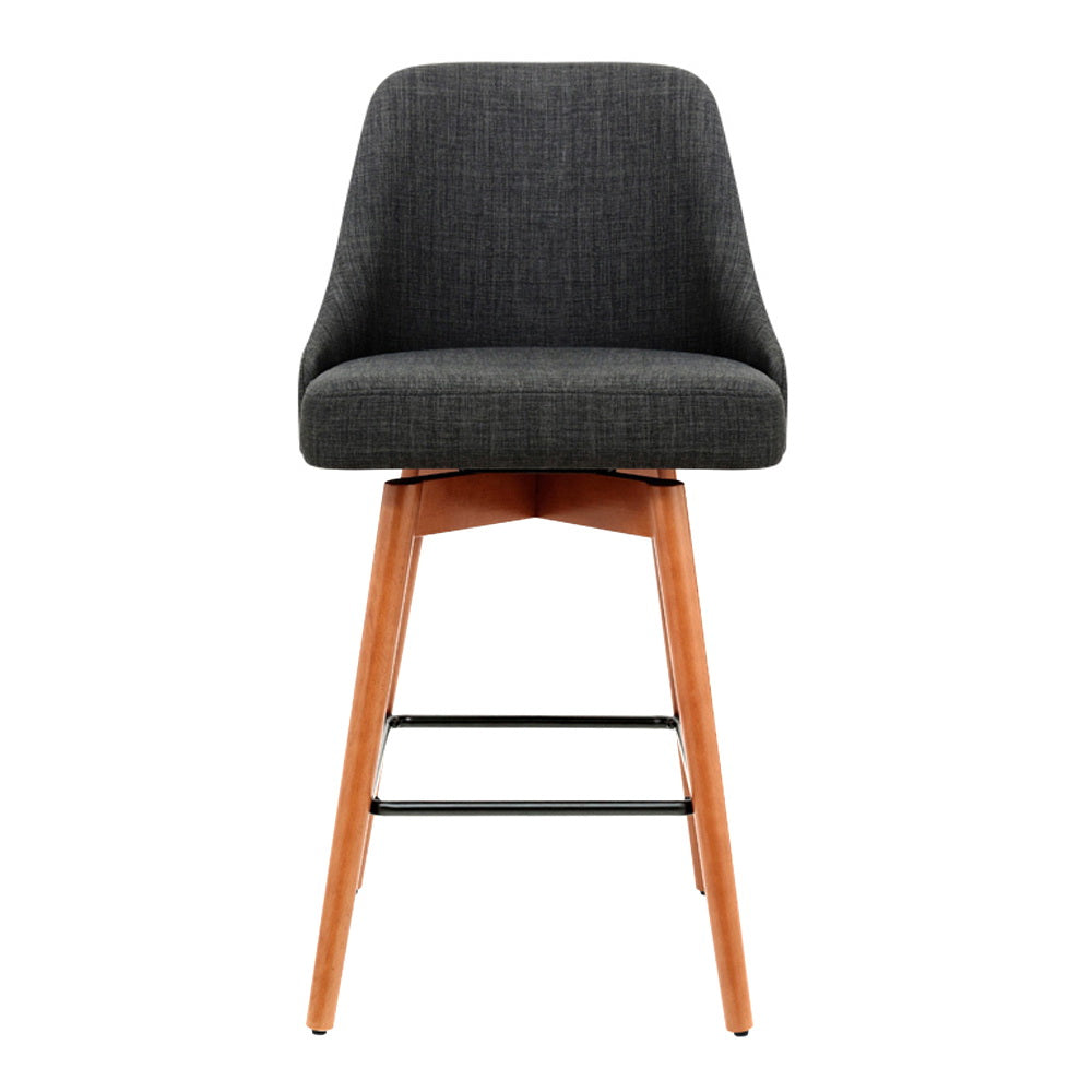 Arden (Set of 2) Fabric Bar Stools 65cm - Charcoal - Homecoze