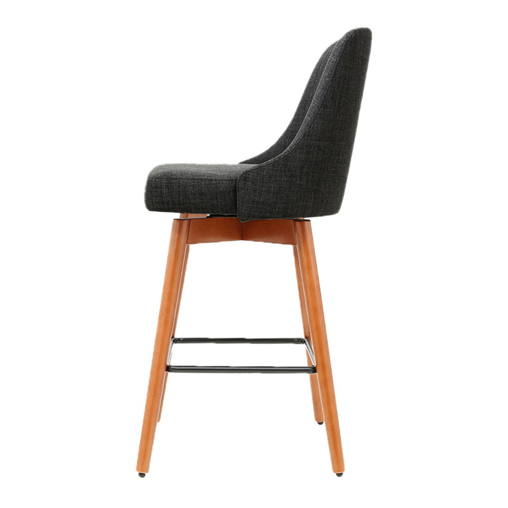 Arden (Set of 2) Fabric Bar Stools 65cm - Charcoal - Homecoze