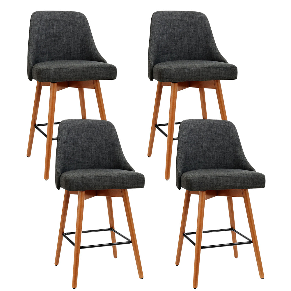 Arden (Set of 4) Fabric Bar Stools 65cm - Charcoal - Homecoze