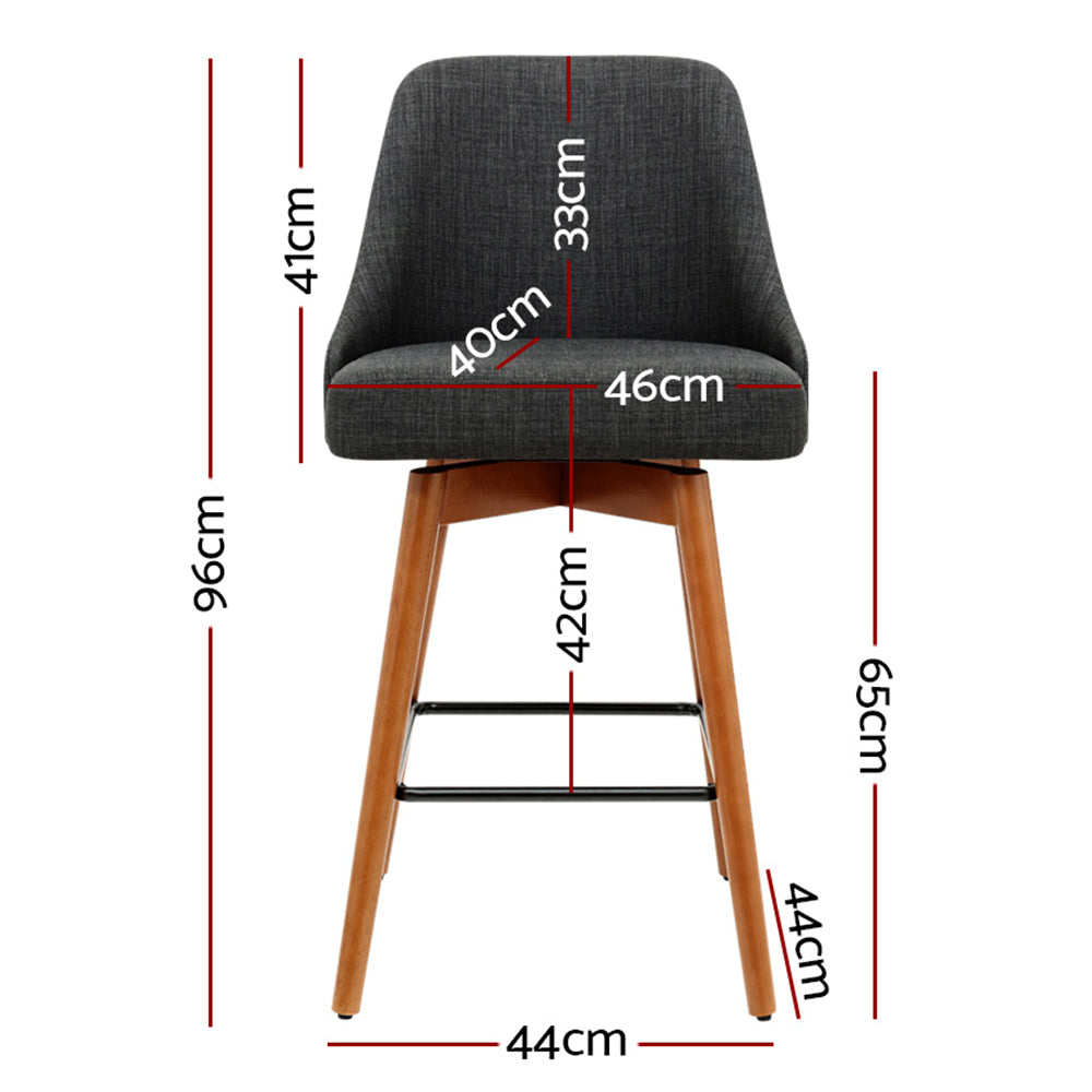 Arden (Set of 4) Fabric Bar Stools 65cm - Charcoal - Homecoze
