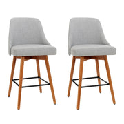 Arden (Set of 2) Fabric Bar Stools 65cm - Grey - Homecoze