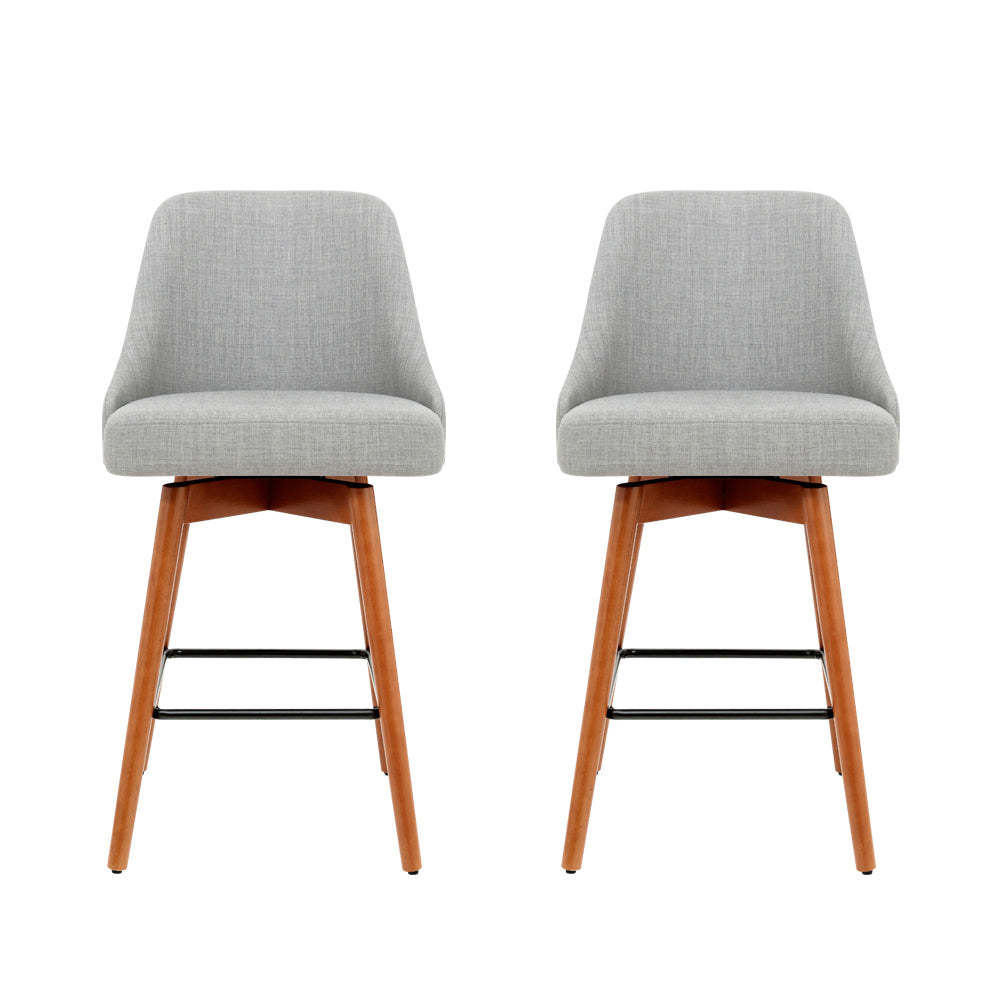 Arden (Set of 2) Fabric Bar Stools 65cm - Grey - Homecoze