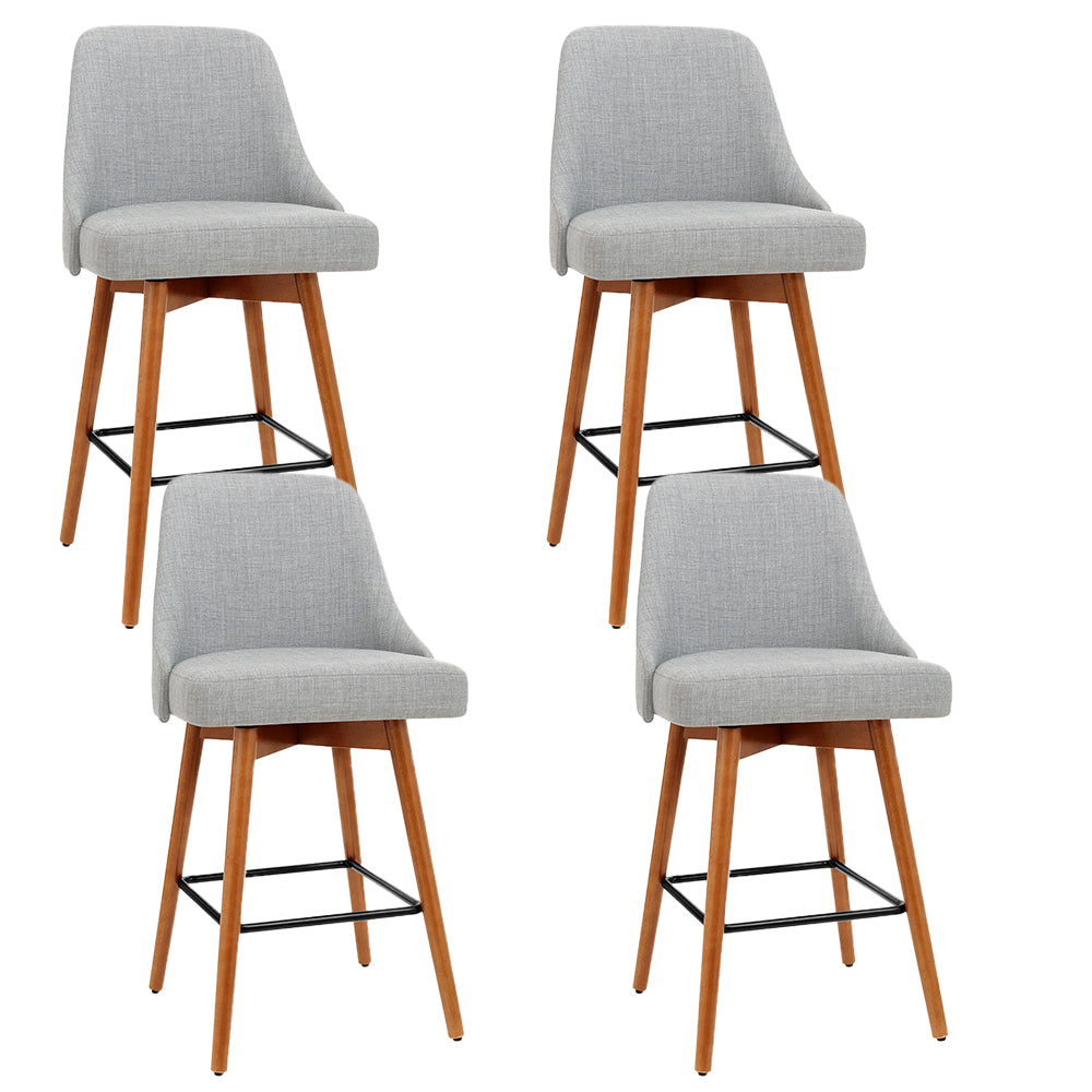 Arden (Set of 4) Fabric Bar Stools 65cm - Grey - Homecoze