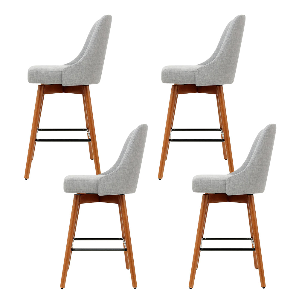 Arden (Set of 4) Fabric Bar Stools 65cm - Grey - Homecoze