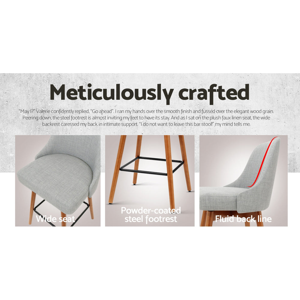 Arden (Set of 4) Fabric Bar Stools 65cm - Grey - Homecoze