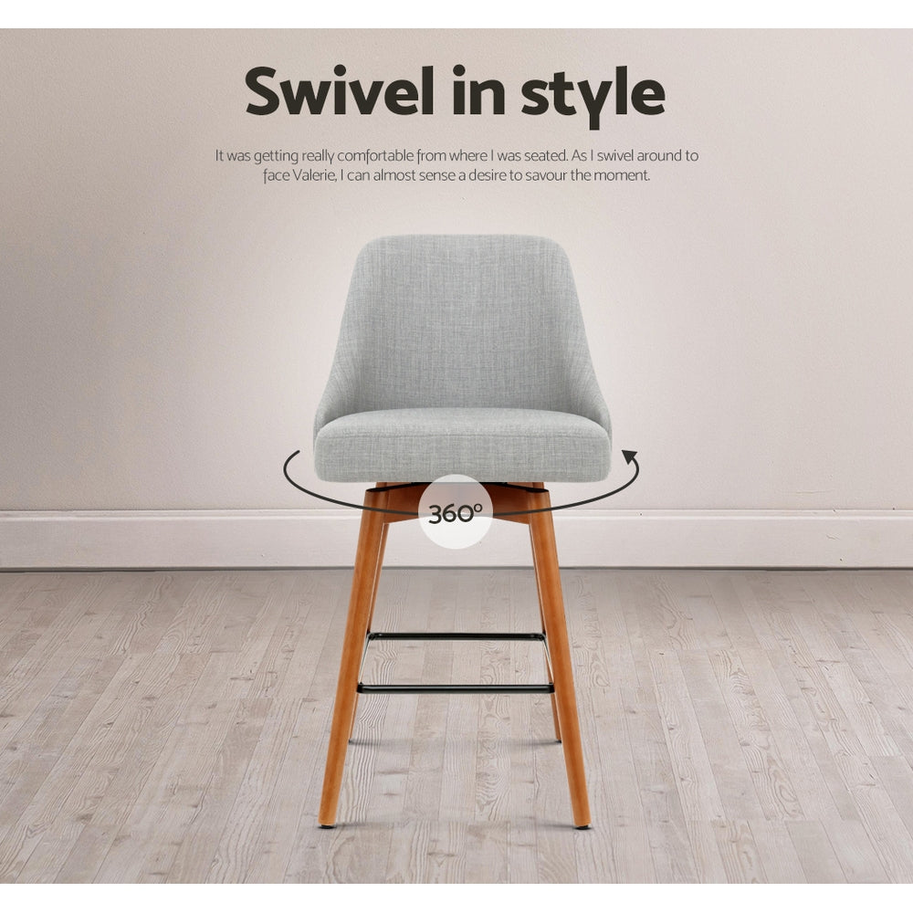Arden (Set of 4) Fabric Bar Stools 65cm - Grey - Homecoze