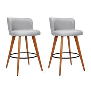Parker (Set of 2) Faux Linen Bar Stools 66cm - Grey - Homecoze