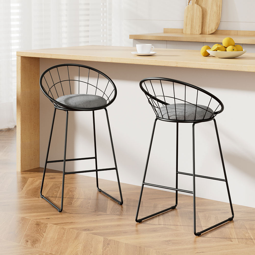 Jules (Set of 2) Bar Stools 65cm - Black - Homecoze