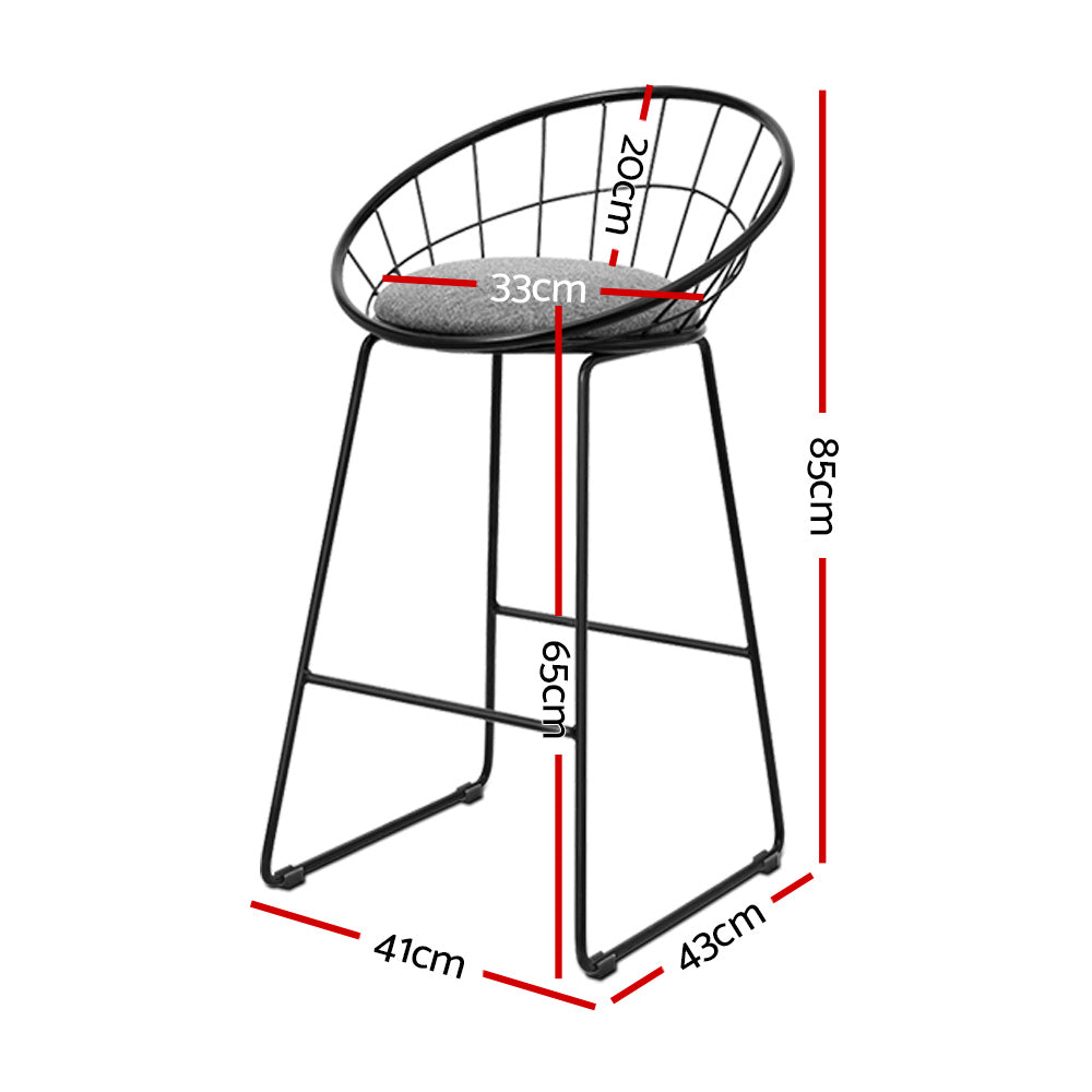 Jules (Set of 2) Bar Stools 65cm - Black - Homecoze