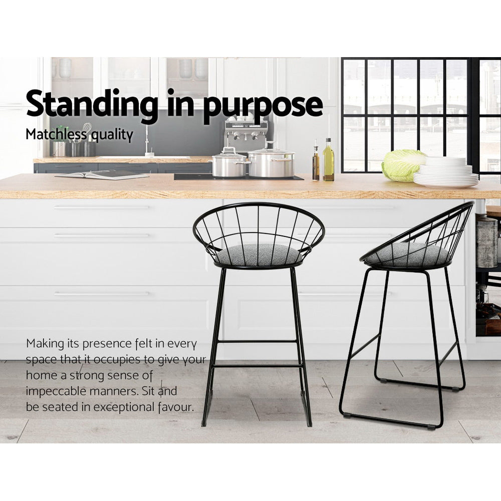 Jules (Set of 2) Bar Stools 65cm - Black - Homecoze