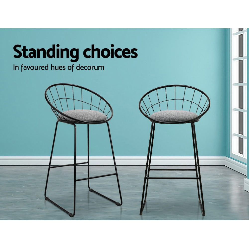 Jules (Set of 2) Bar Stools 65cm - Black - Homecoze