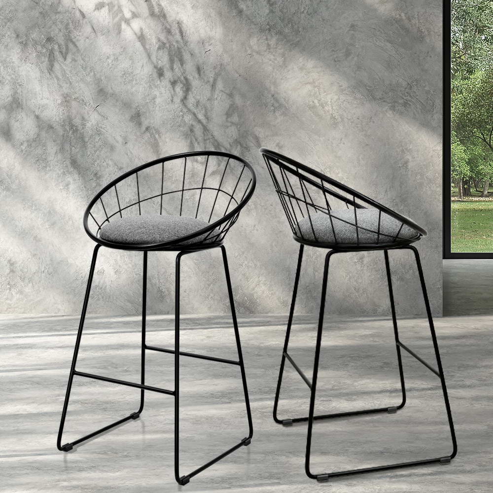 Jules (Set of 2) Bar Stools 65cm - Black - Homecoze