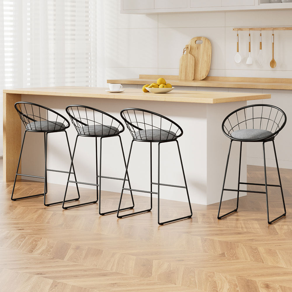 Jules (Set of 4) Bar Stools 65cm - Black - Homecoze