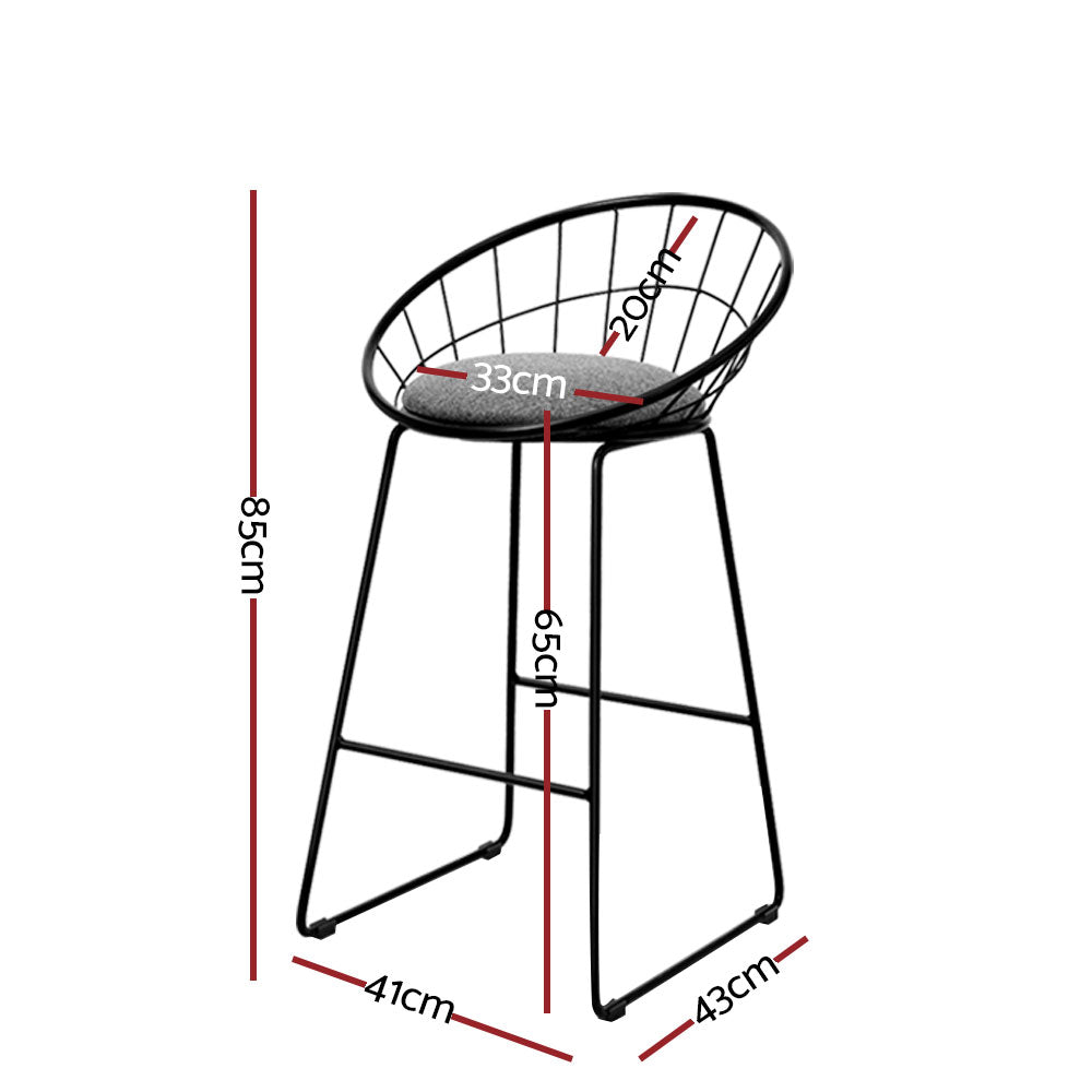Jules (Set of 4) Bar Stools 65cm - Black - Homecoze