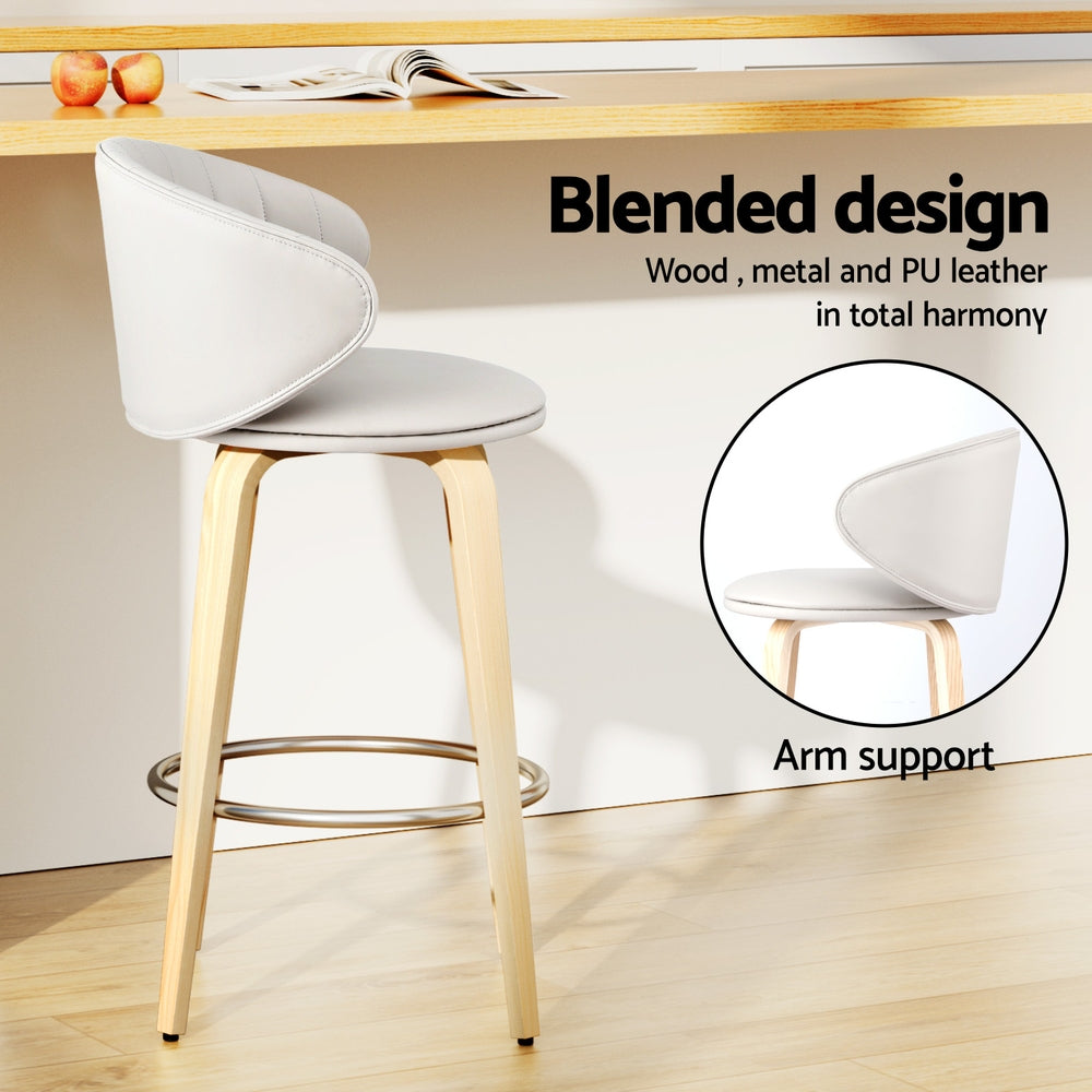 Elara (Set of 4) Bar Stools 65cm - Beige - Homecoze