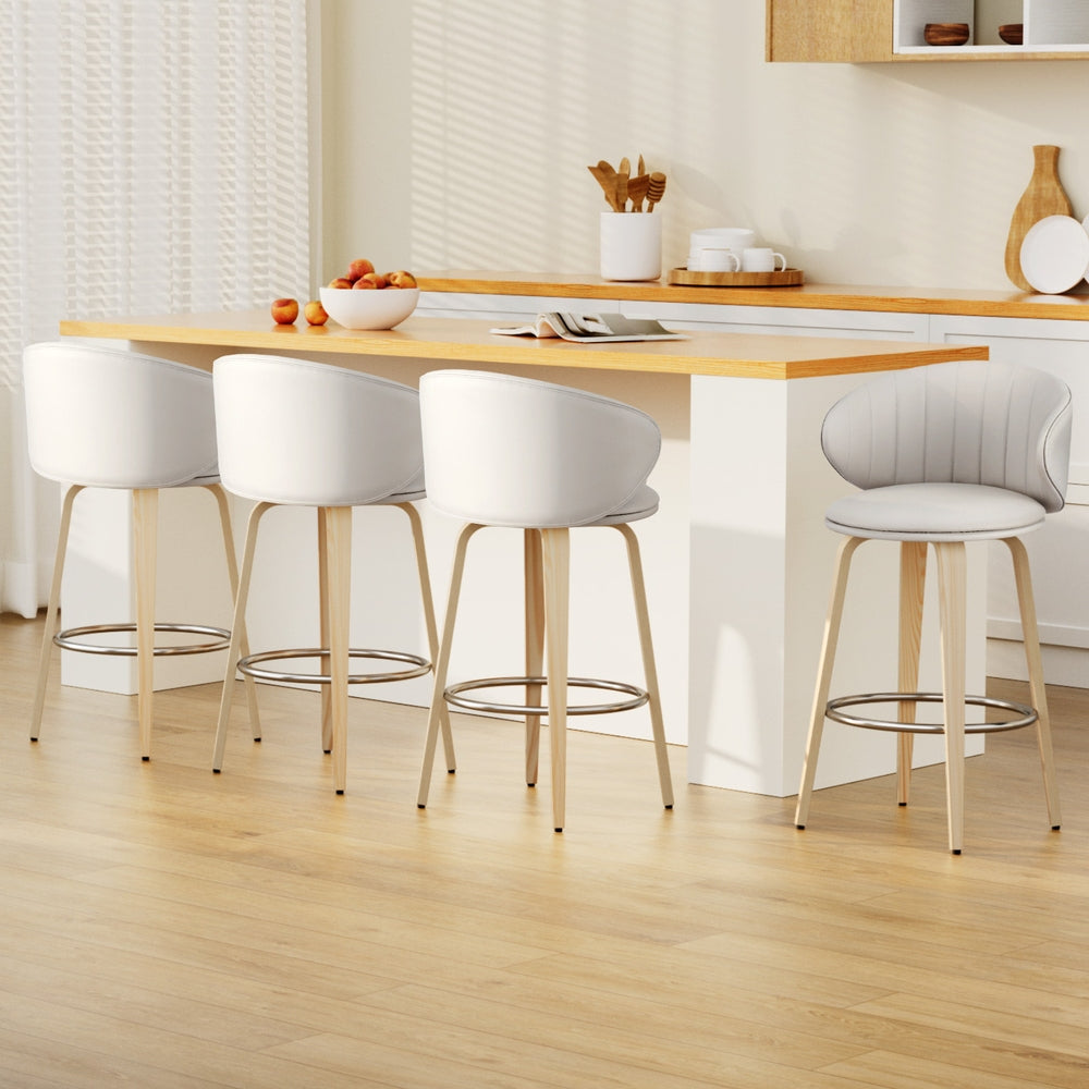 Elara (Set of 4) Bar Stools 65cm - Beige - Homecoze