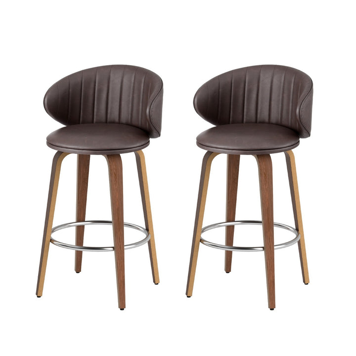 Elara (Set of 2) Bar Stools 65cm - Brown - Homecoze