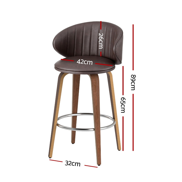 Elara (Set of 2) Bar Stools 65cm - Brown - Homecoze