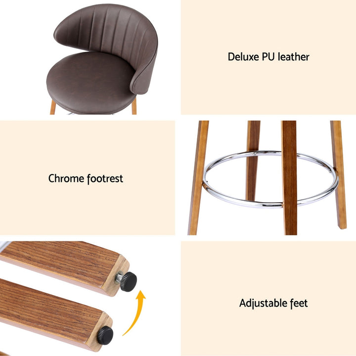 Elara (Set of 2) Bar Stools 65cm - Brown - Homecoze