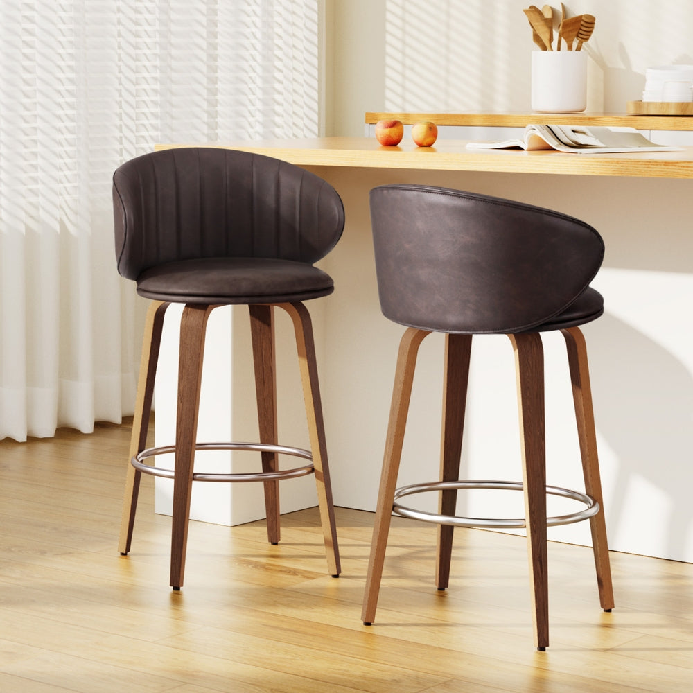 Elara (Set of 2) Bar Stools 65cm - Brown - Homecoze