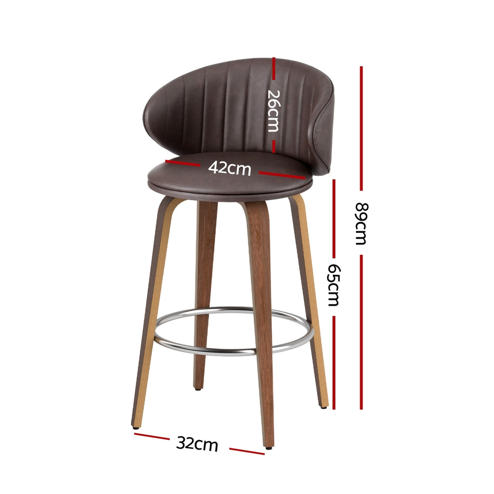 Elara (Set of 4) Bar Stools 65cm - Brown - Homecoze
