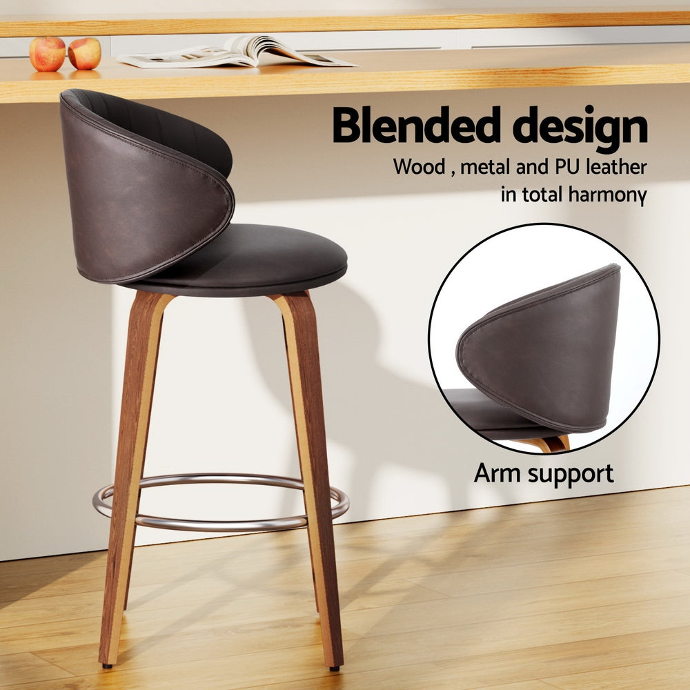 Elara (Set of 4) Bar Stools 65cm - Brown - Homecoze