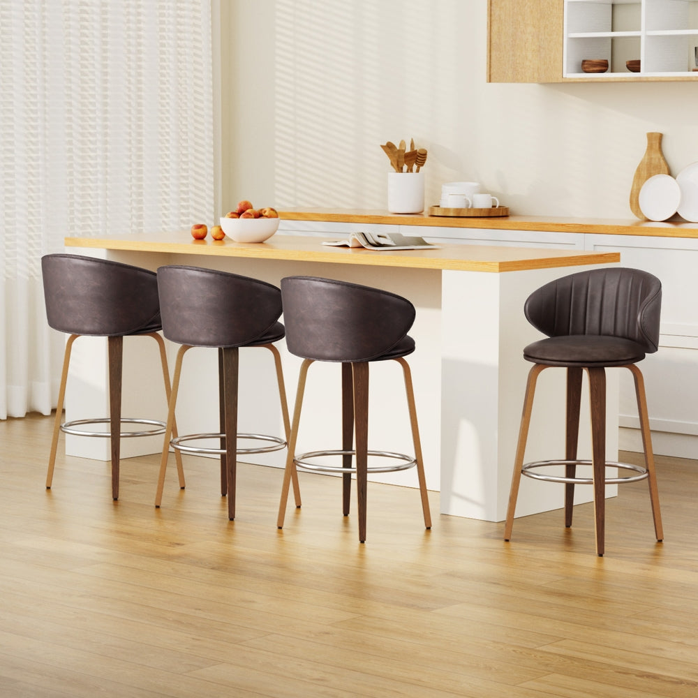 Elara (Set of 4) Bar Stools 65cm - Brown - Homecoze