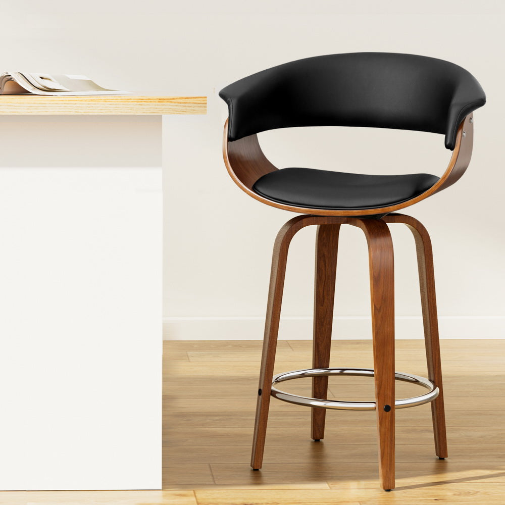 Landon (Single) PU Leather Bar Stool 65cm - Black - Homecoze