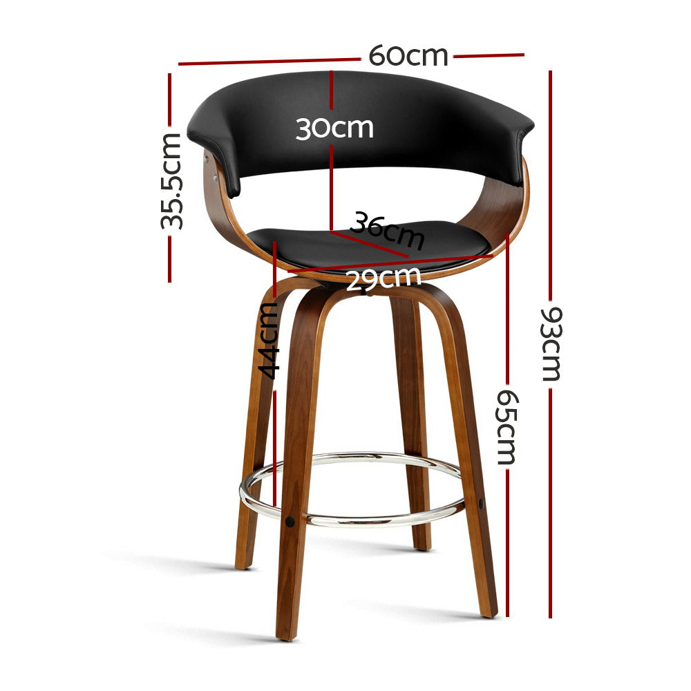 Landon (Single) PU Leather Bar Stool 65cm - Black - Homecoze