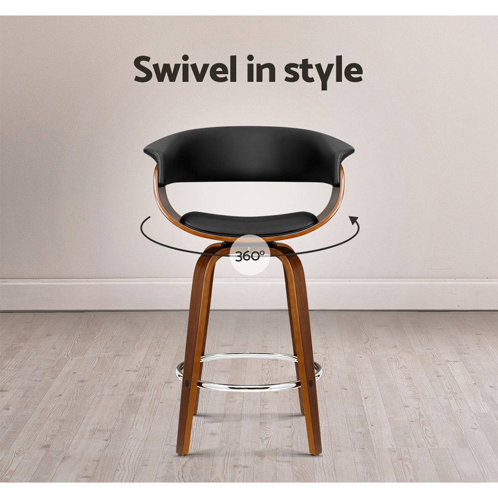 Landon (Single) PU Leather Bar Stool 65cm - Black - Homecoze
