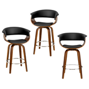 Landon (Set of 3) PU Leather Bar Stools 65cm - Black - Homecoze
