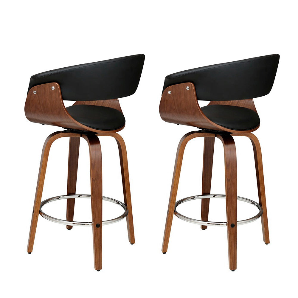 Landon (Set of 2) PU Leather Bar Stools 65cm - Black - Homecoze