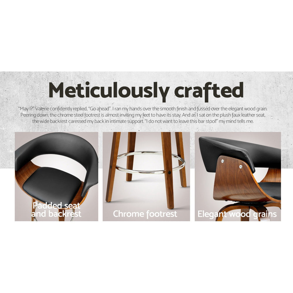 Landon (Set of 2) PU Leather Bar Stools 65cm - Black - Homecoze