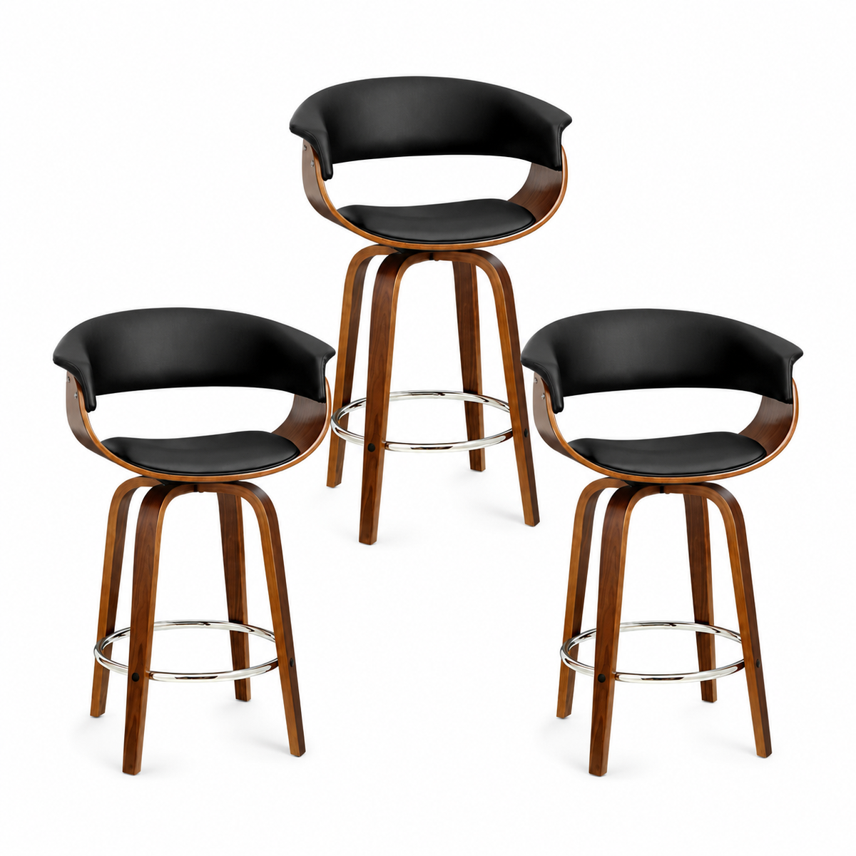 Landon (Set of 3) Bentwood Bar Stools 65cm - Black